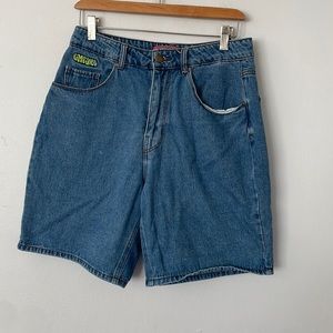 Empyre Tori Loose Fit Light Wash Denim Skate Shorts